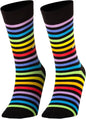 PAPA SOCKS Black Colour With Multicolor Stripes Print Premium Quality Full Unisex Socks 989967