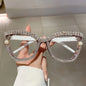CUG Butterfly Print Frame Crystal Rhinestone White Frame Transparent Shade Premium Quality Sunglass SUN202