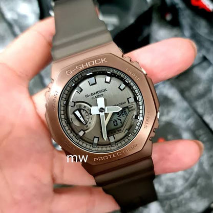 Hsg Brown Trancy Silicone Strap Copper Dial Water resistant Sports Men Whatch 988261