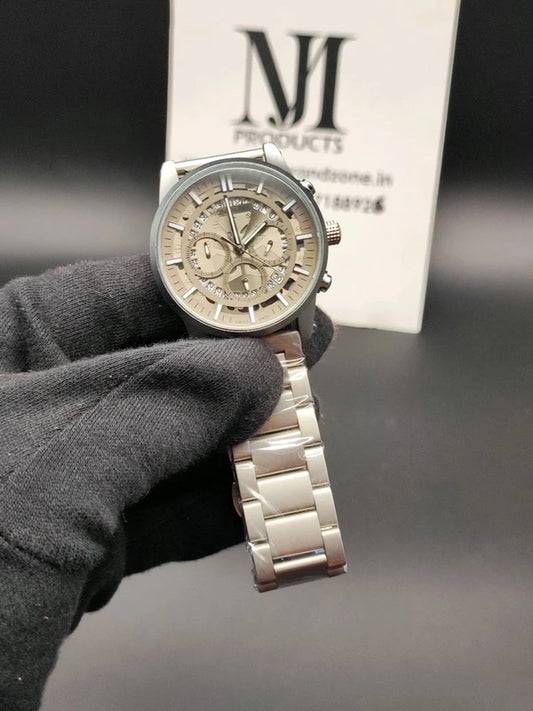 NOM MON Silver Gray Chain Gray Dial Heavy Chronograph Men’s Watch 988264