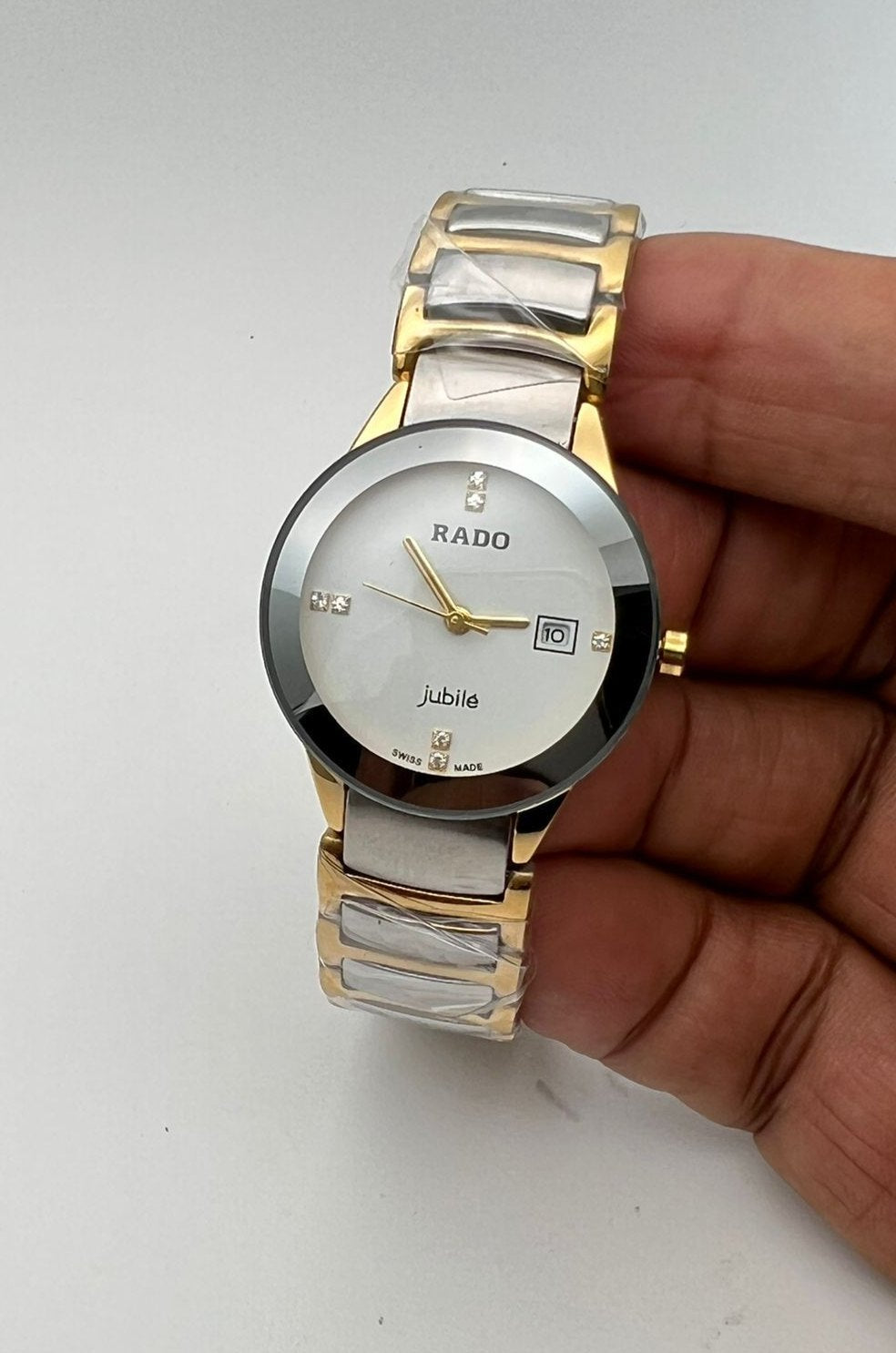 DAR RAD Gold Silver Chain White Dial Ladies Watch 988273