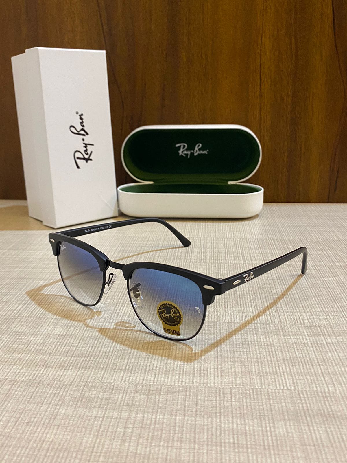 YAR RB Glossy Black Frame Sky Blue Shade Unisex Sunglass RB3016 W0373 51 20 3N