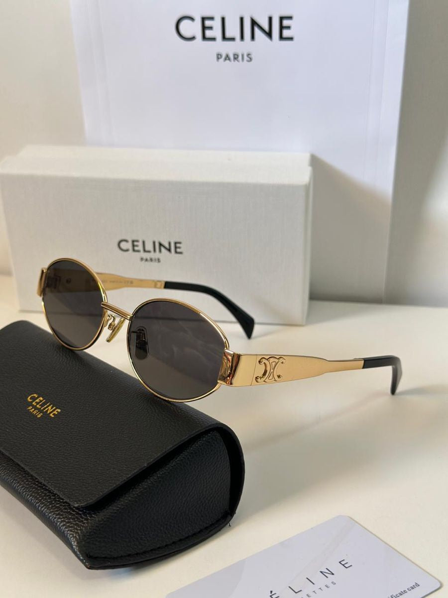 LEC Golden Frame Black Shade Premium Quality Unisex Sunglass SUN096