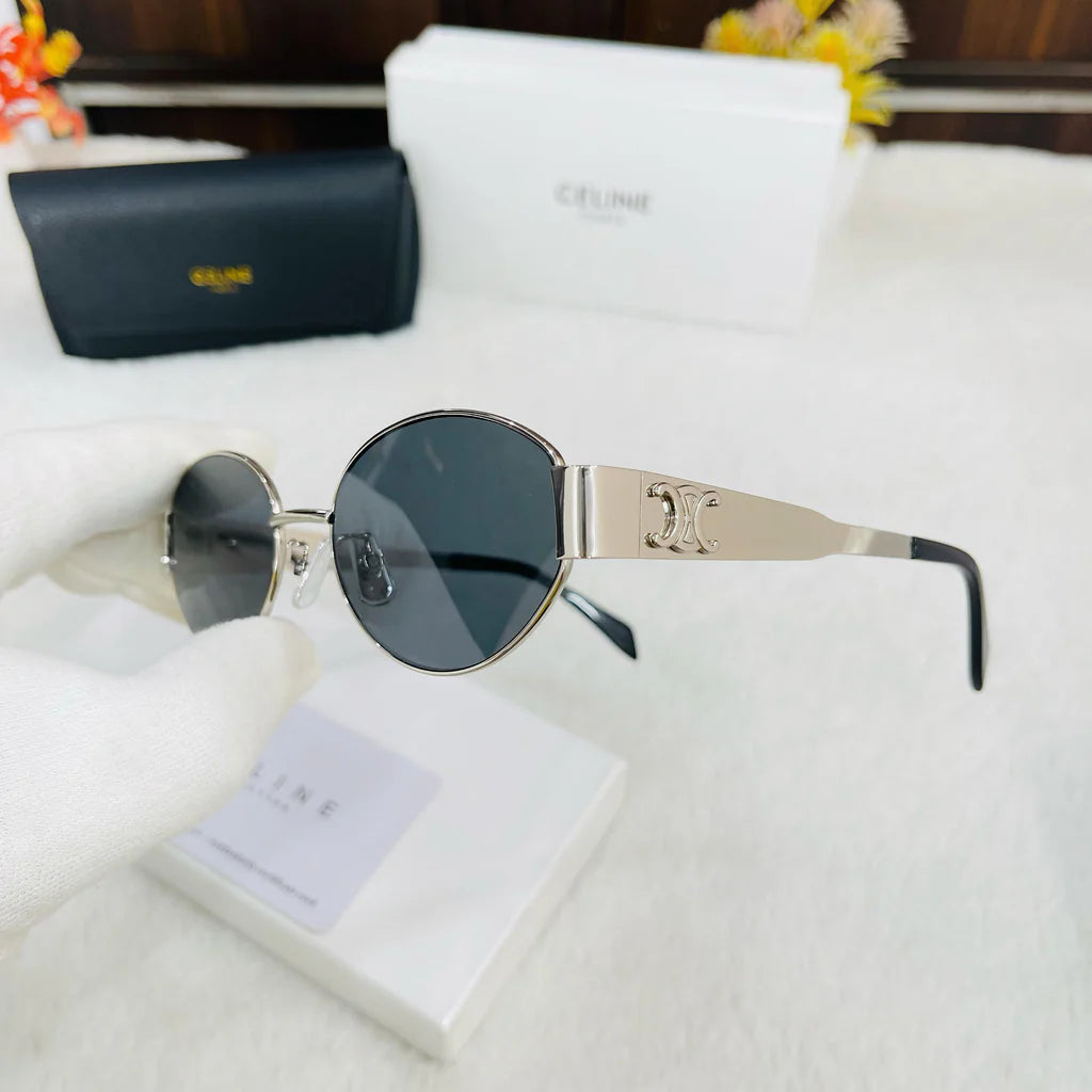LEC Silver Frame Green Shade Premium Quality Unisex Sunglass SUN058