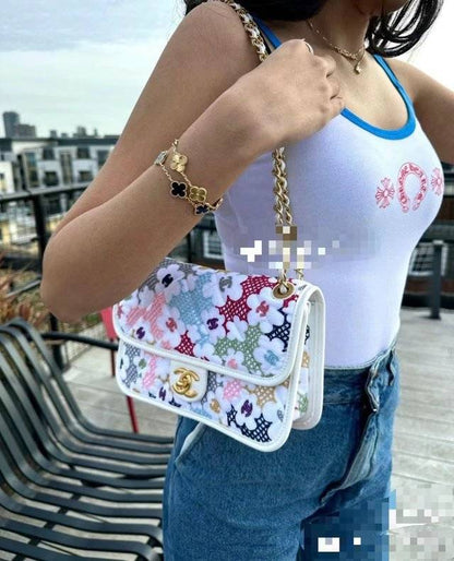 AHC CHA White Multi Colour Premium Quality Ladies Sling Bag 99100