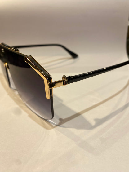 CUG Gold Black Frame Black White Shade Unisex Sunglasses 0291 135 0 145
