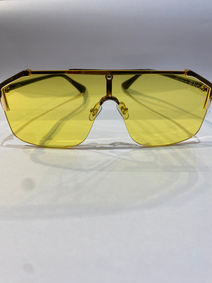 CUG Gold Black Frame Yellow Shade Unisex Sunglasses 0291 135 0 145