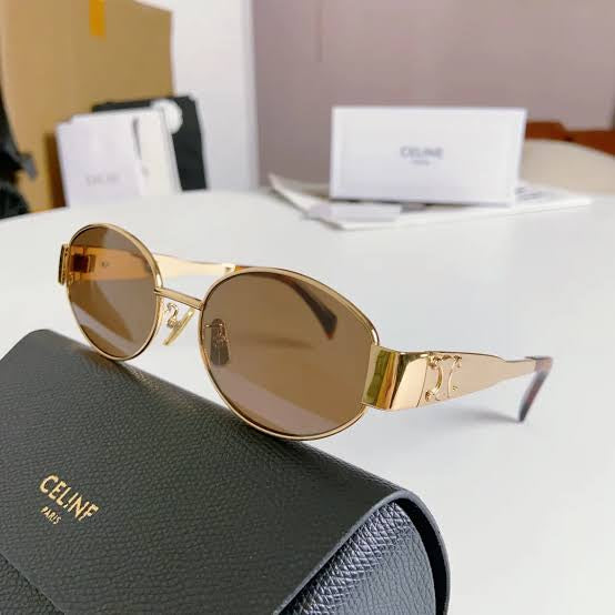 LEC Golden Frame Brown Shade Premium Quality Unisex Sunglass SUN095