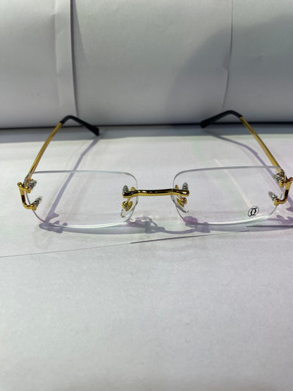 RAC Frameless Trancy Shade Golden Stick Unisex Branded Sunglasses 140