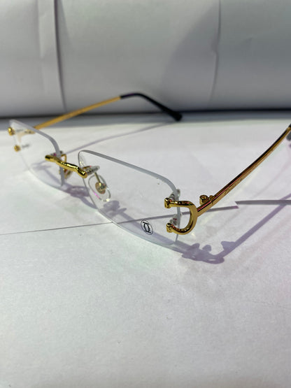 RAC Frameless Trancy Shade Golden Stick Unisex Branded Sunglasses 140