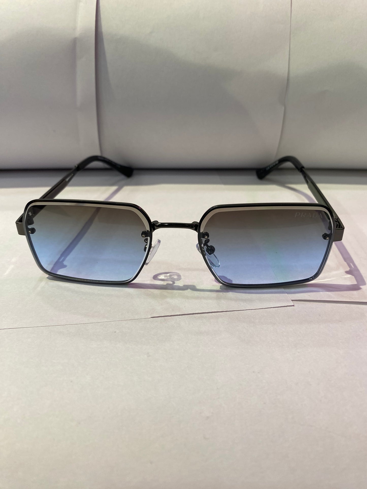 ARP Frameless Blue Black Shade Black Stick Unisex Branded Sunglasses 3334 57 19 145