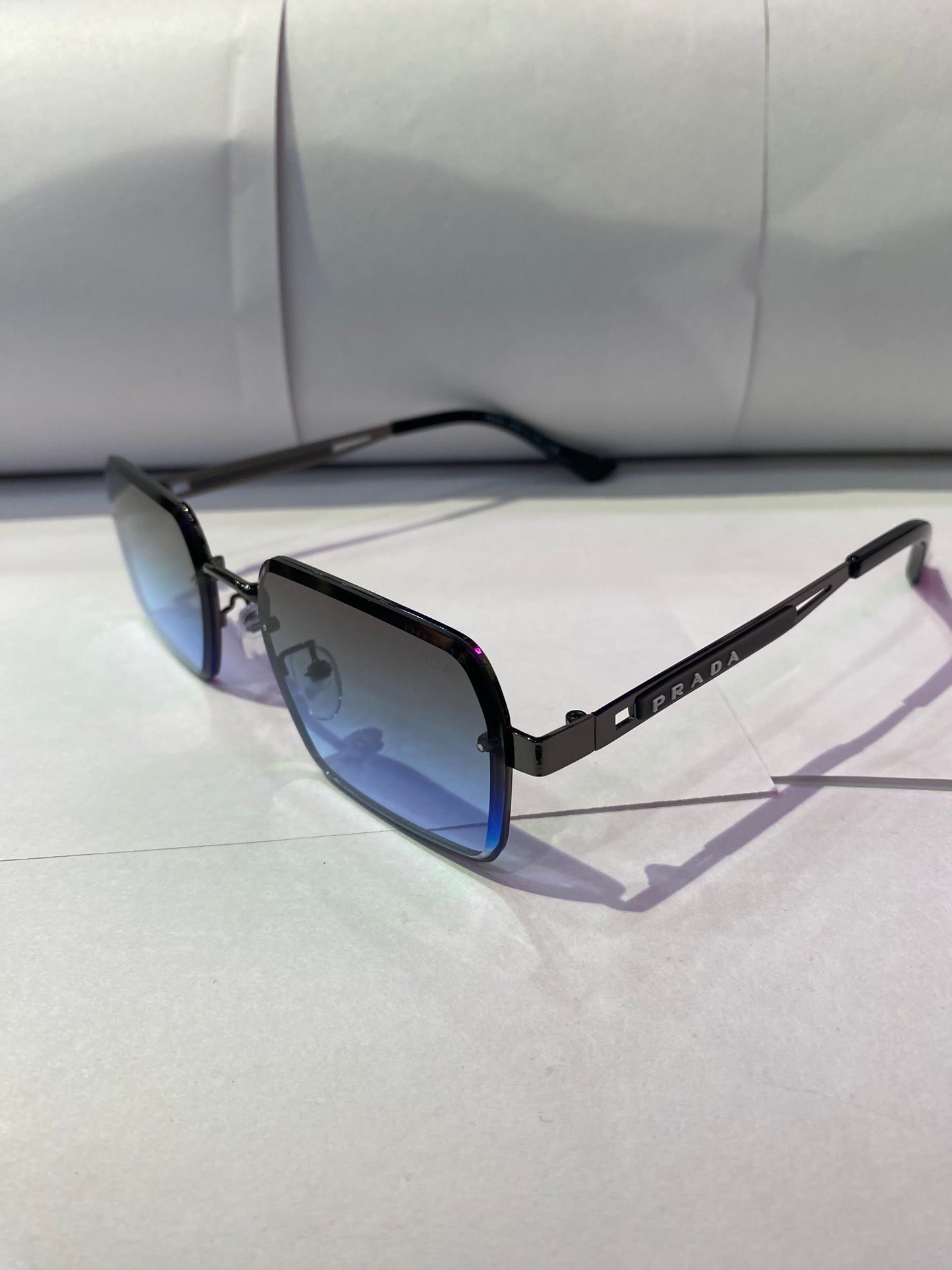 ARP Frameless Blue Black Shade Black Stick Unisex Branded Sunglasses 3334 57 19 145