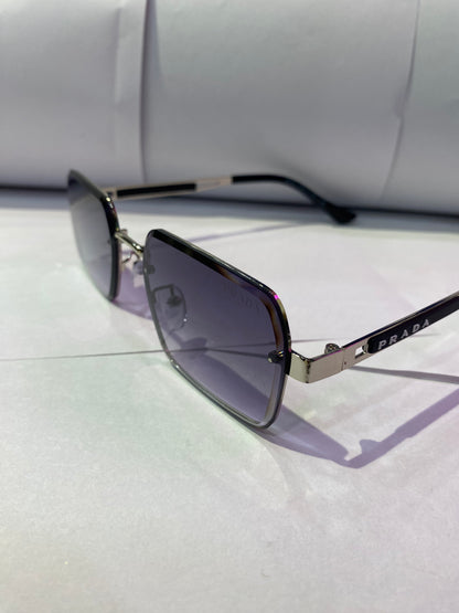 ARP Silver Black Frame Black Shade Unisex Sunglasses 3335 57 19 145