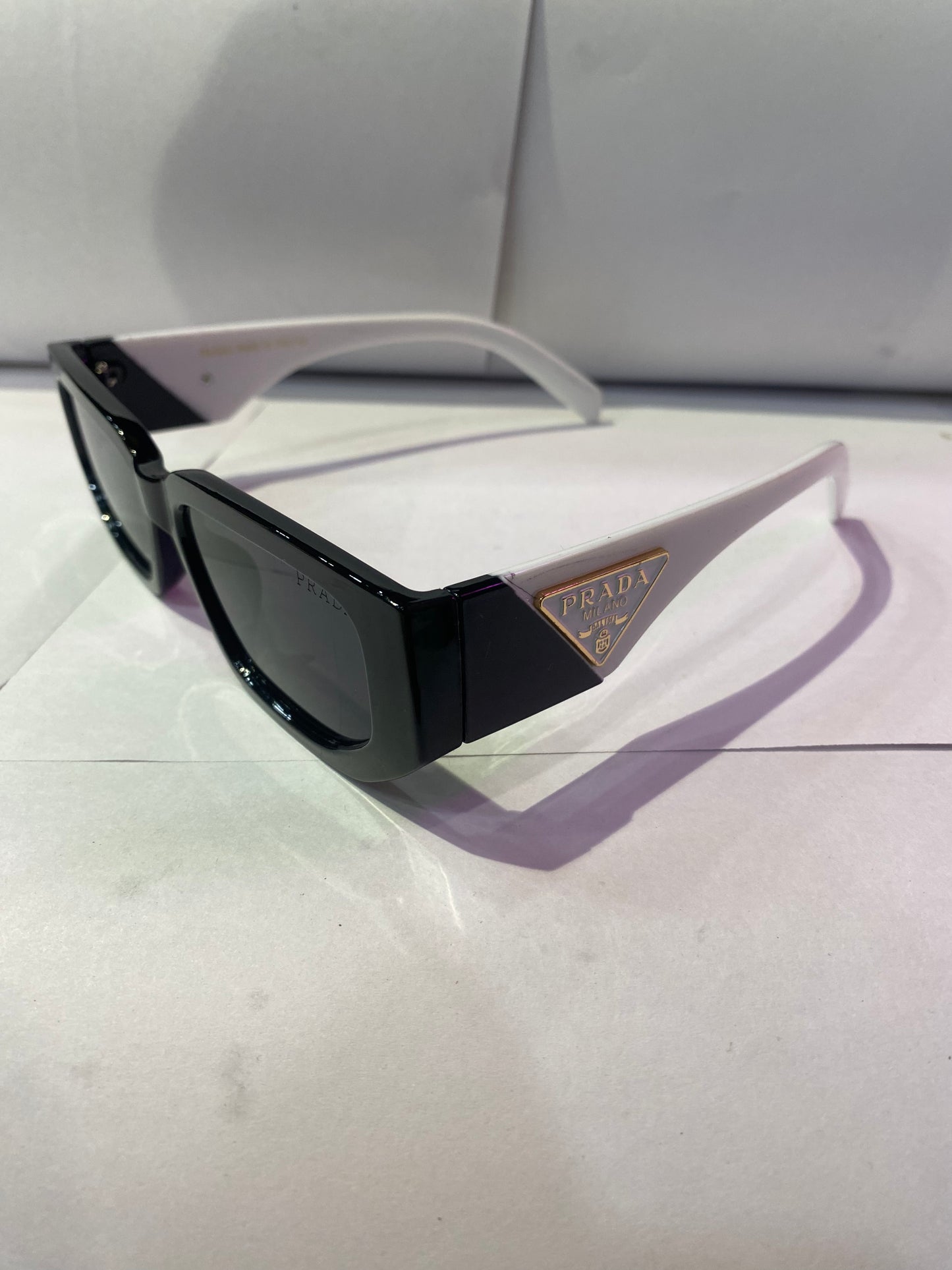 Arp Black Frame White Stick Black Shade Unisex Sunglass 2661 55 19-136