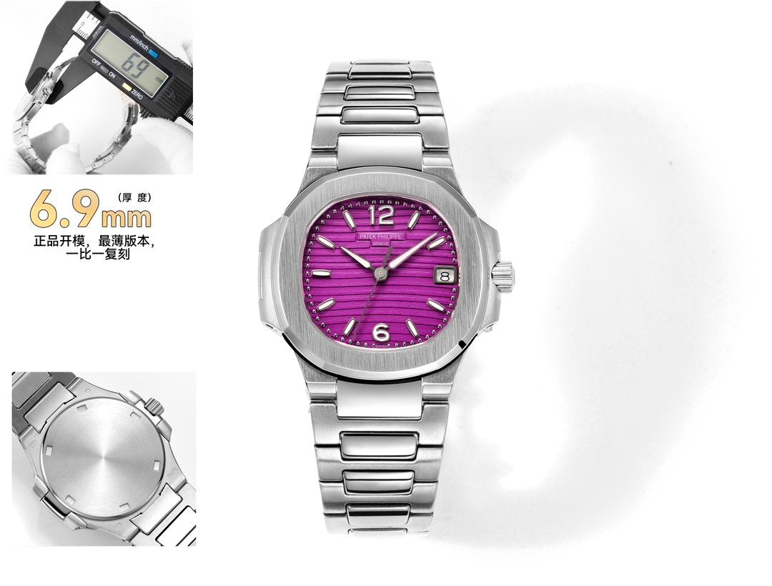PP Silver Chain Purple Dial Pat Tap Heavy Machinery Men’s Watch 180823
