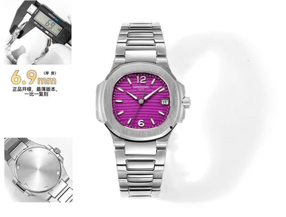 PP Silver Chain Purple Dial Pat Tap Heavy Machinery Men’s Watch 180823
