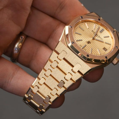 DUA Rose Gold Chain Rose Gold Dial Chrono Working Mens Watch 180830