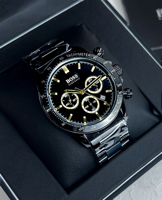 SOB BOS Black Chain Black Dial Men Watch 988291