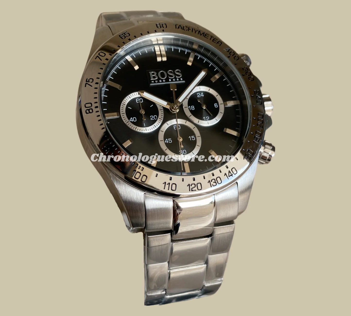 SOB BOS Silver Chain Black Dial Men Watch 988292