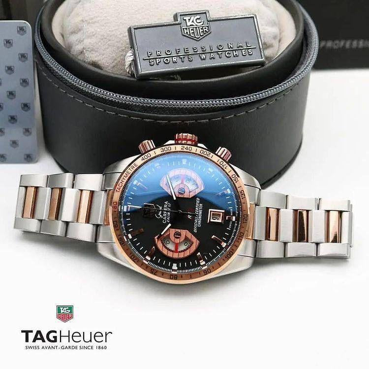 GAT Silver Copper Chain Copper Ring Black Dial Chrono Watch for Men 401276