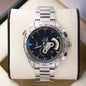 GAT Silver Chain Black Dial Chrono Watch For Men 180835