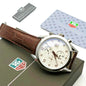 Gat Brown Strap Silver Ring White Dial Chrono Working Men’s Watch 401173