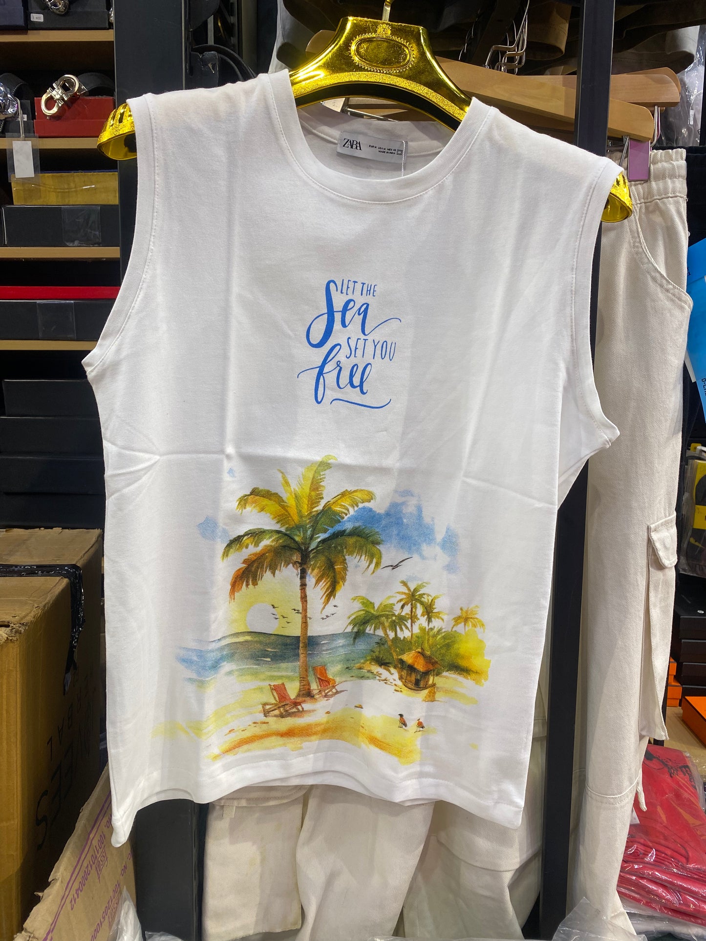 Raz Let the Sea Set You Free White Colour Tank Top 988694