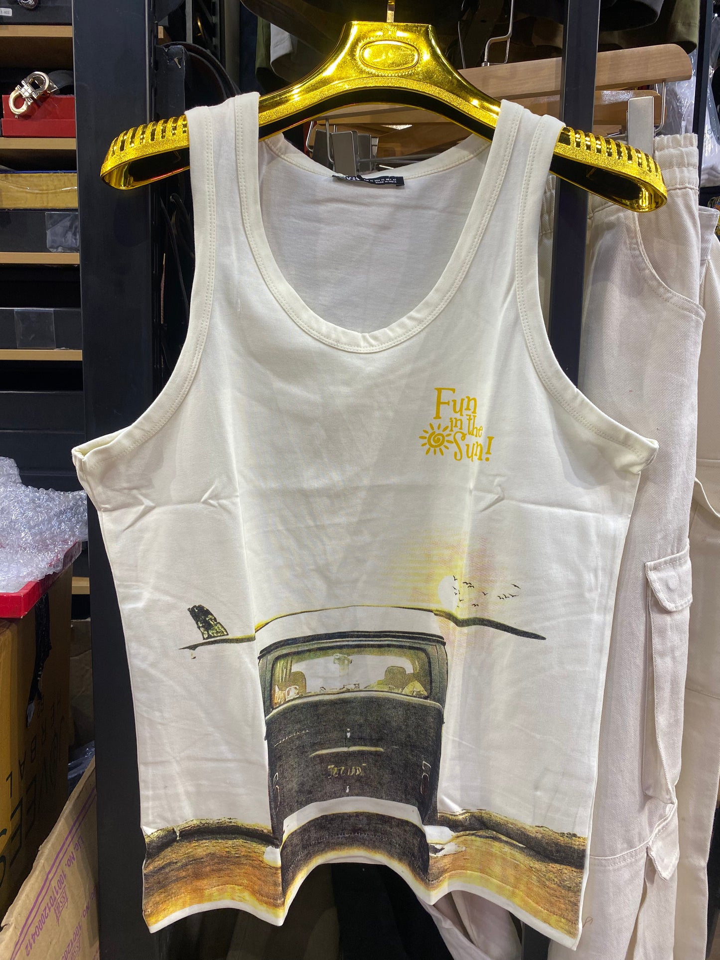 Raz Fun in The Sun Off White Colour Printed Tank Top 988718