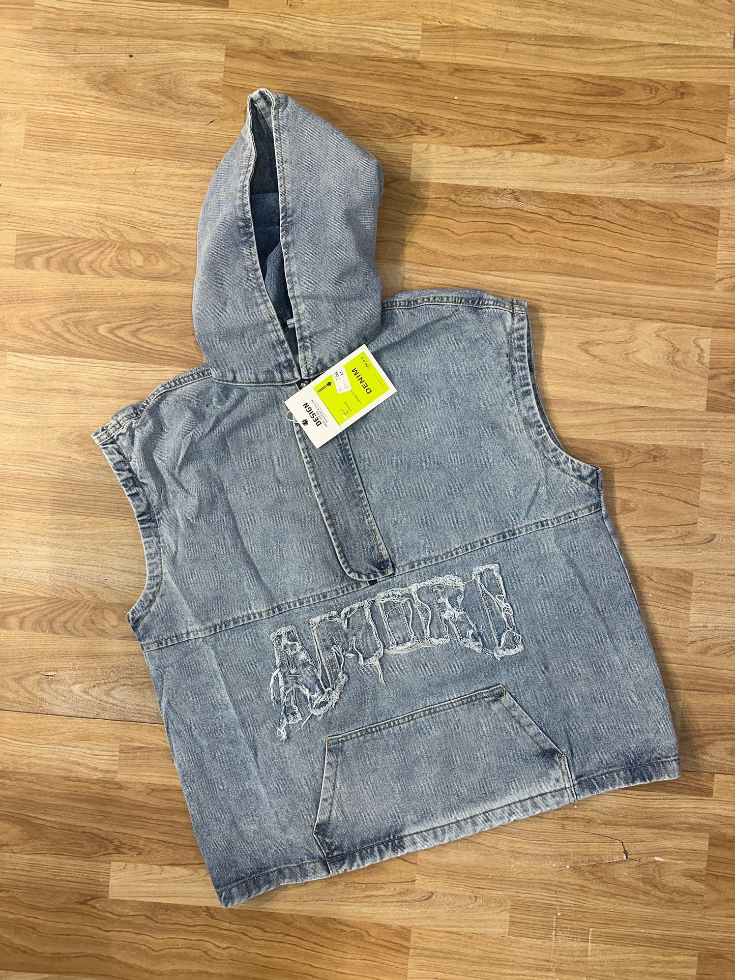 Blue Denim Half Hoodie Jacket 2568