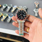 LOR Silver Gold Chain Black Dial Heavy Japanese Machinchery Men Watch 901776
