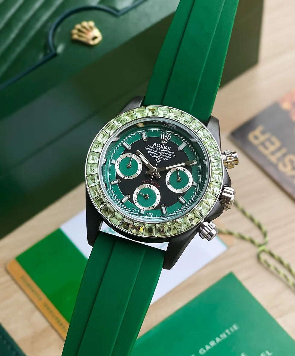 LOR Green Silicon Strap Green Diamond Dial Men’s Watch 988393