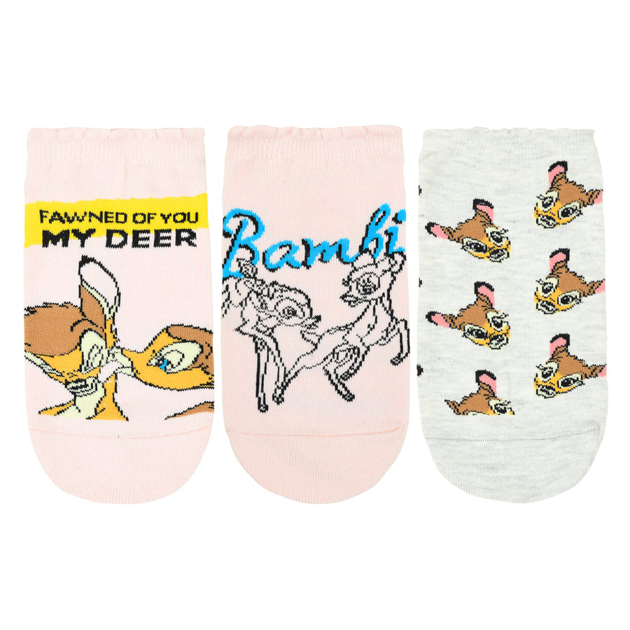 BALENZIA X DISNEY ANIMALS BAMBI ANKLE SOCKS FOR WOMEN | PACK OF 3