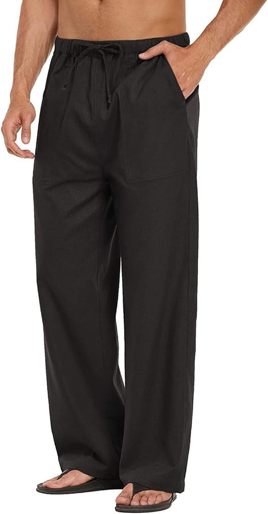 ZR  Black Colour Linen Regular Fit Pants 28036
