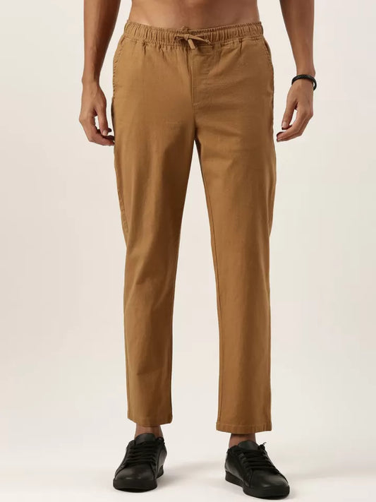 ZR  Khaki Colour Linen Regular Fit Pants 28035