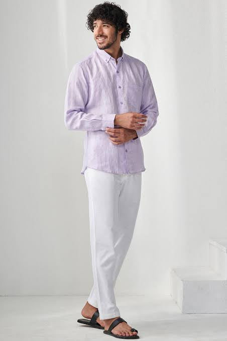 ZR RAZ Purple colour Full Sleeve Linen Shirt 28028