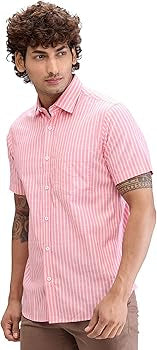 ZR Red White  Colour Line Design Half Sleeve Shirt 28032