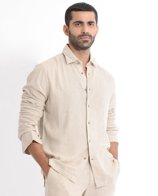 ZR RAZ Beige colour Full Sleeve Linen Shirt 28031