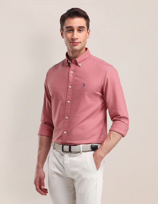 LAR LOP Pink Colour With Plain Design Casual Mens Shirt 1105038