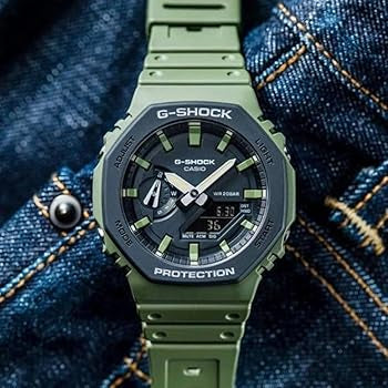 Hsg Olive Green Silicone Strap Black Dial Water resistant Sports Men Watch  988792