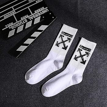 BR OFF White White Colour With Black Print Premium Quality Full Socks 990075
