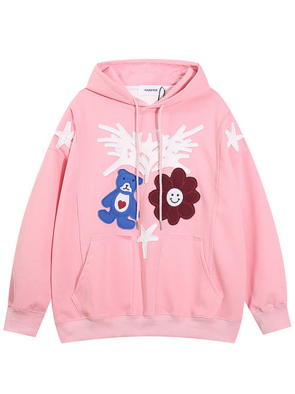 INNSERSE Peach Colour With Teddy Embroidery Oversized Premium Quality Hoodie 651