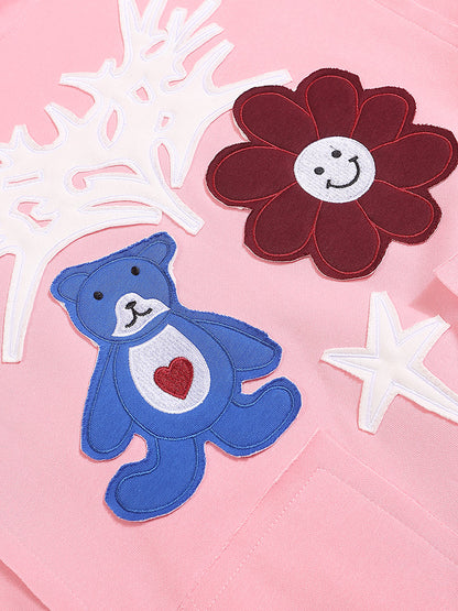 INNSERSE Peach Colour With Teddy Embroidery Oversized Premium Quality Hoodie 651