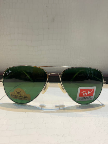 YAR RAY RB Silver Frame Green Shade Unisex Large Sunglass RB 3026 62 14