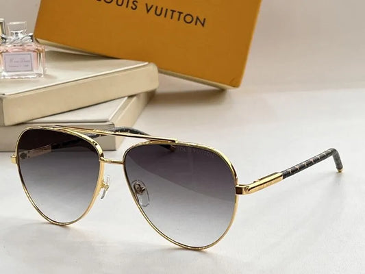 UOL VL Golden Frame Black Shade Unisex Premium Quality Sunglass 2A761 56 16-141
