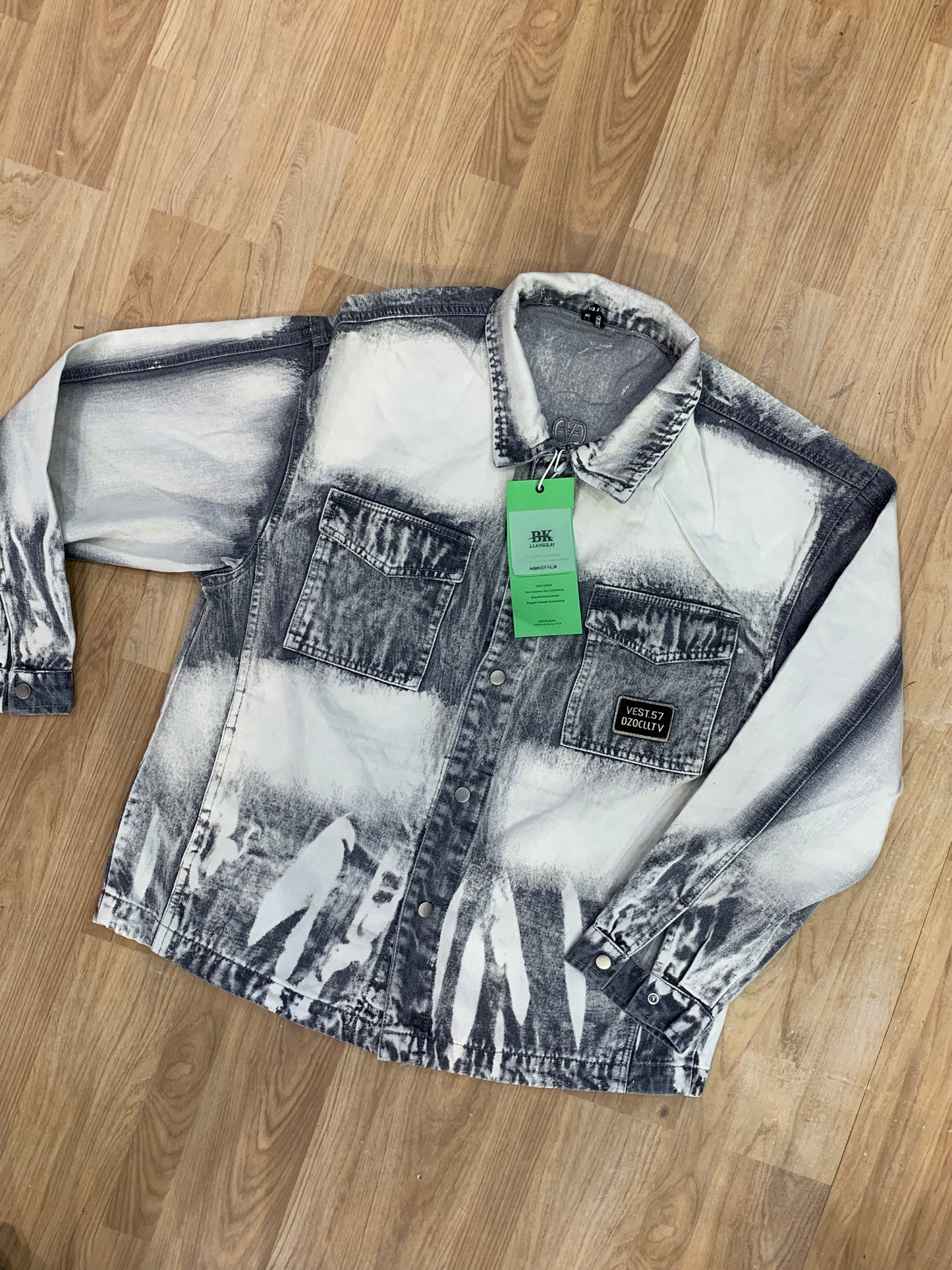 JAJETOMO Off White Gray Imported Mens denim Jacket 030