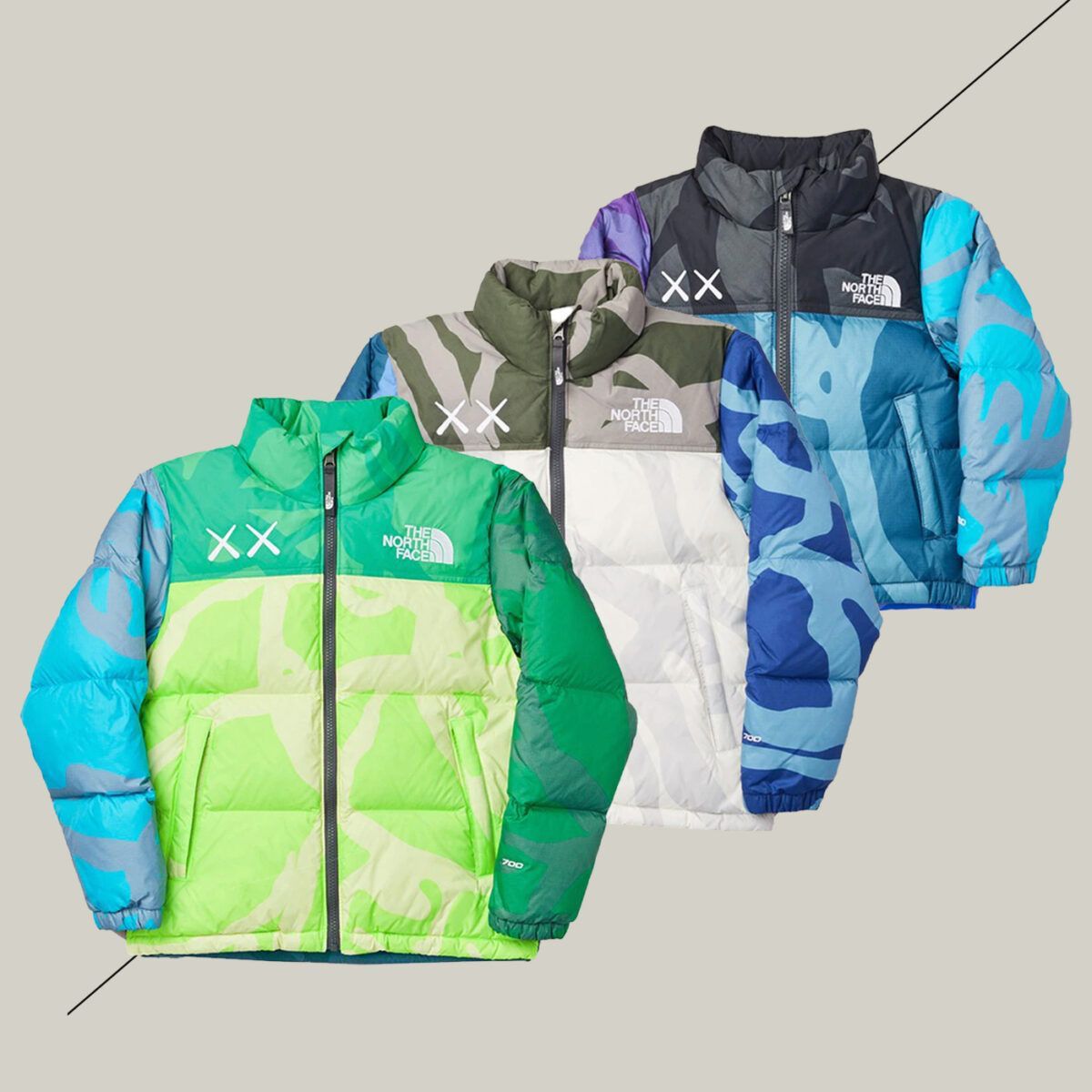 North Face Grey Colour Orange back Print Puffer Unisex Jacket 988113