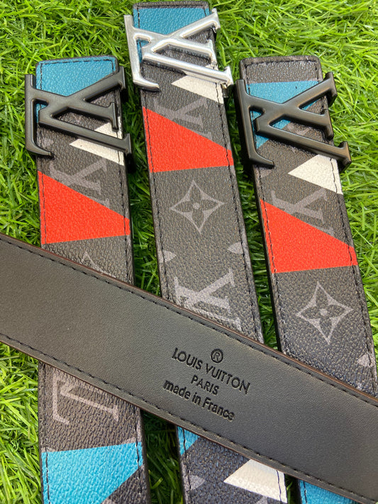 Vl UOL Black Colour Monogram Print Premium Quality Metal Buckle Men’s Belt 112304