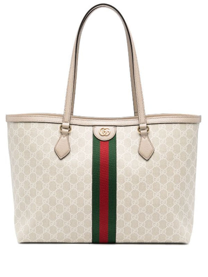 Cug White Colour GG Print Green Red Strip Ladies tote Bag 2051