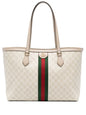 Cug White Colour GG Print Green Red Strip Ladies tote Bag 2051