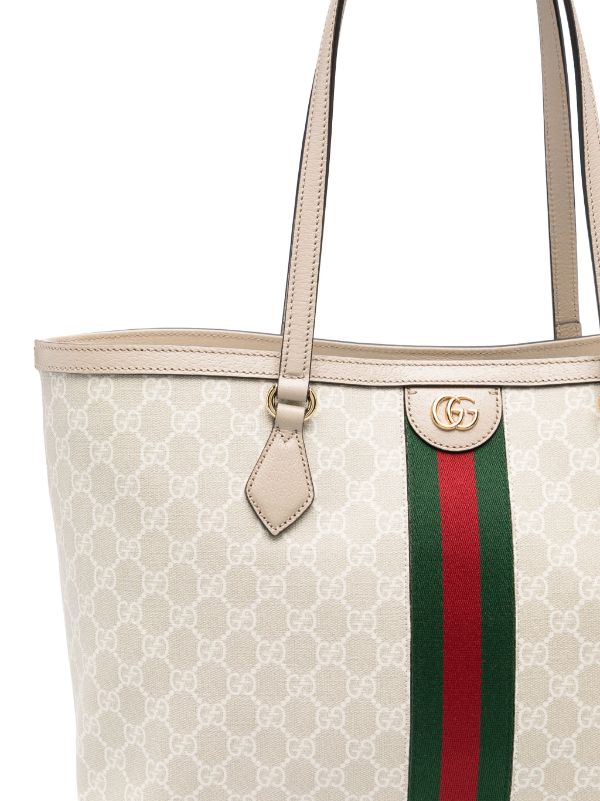Cug White Colour GG Print Green Red Strip Ladies tote Bag 2051